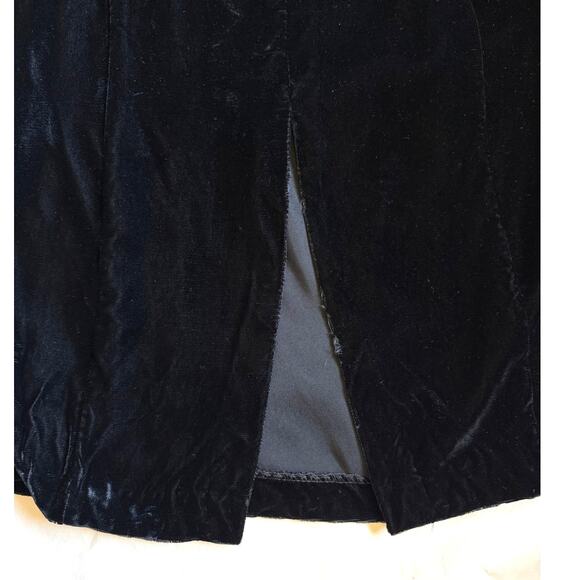 Vintage Steppin' Out Mini Dress size *9 small black velvet gold 80s puff sleeve - Picture 6 of 7